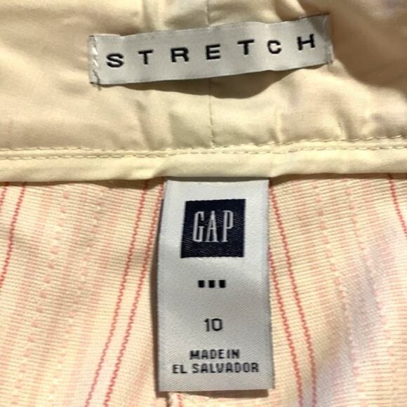 Gap Womens Beige & Pink Striped Stretch Pants Size 10 - Picture 2 of 12